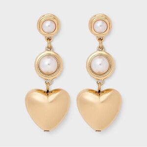 Pearl And Heart Drop Earrings - A New Day